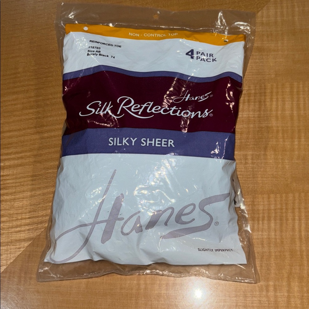 Hanes Silk Reflections Silky Sheer 4 Pair Pack -barely black